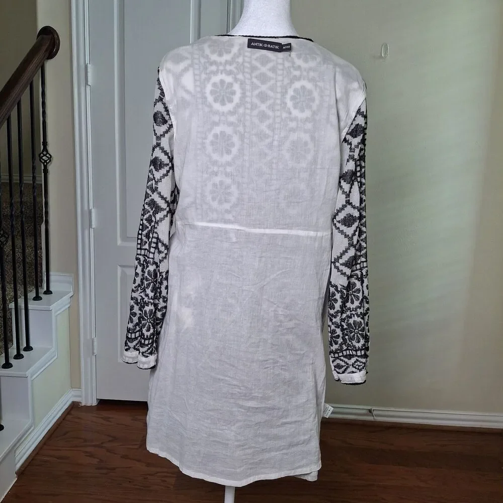 Revolve Antik Batik Dress Black White M Embroidered Tassel Boho Romantic Goth